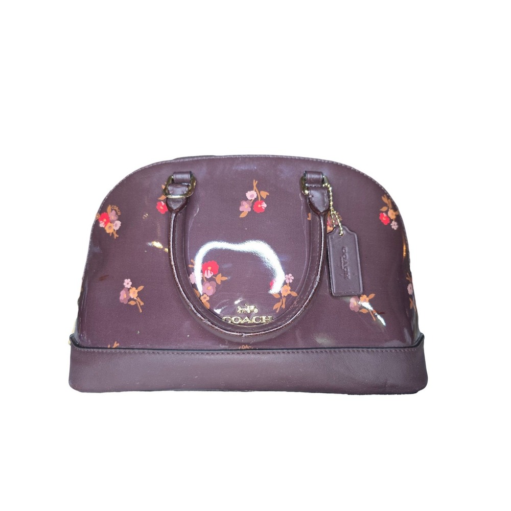 Coach Sierra Satchel Plum Floral Patent Leather Dome Handbag F57621 - Picture 3 of 10